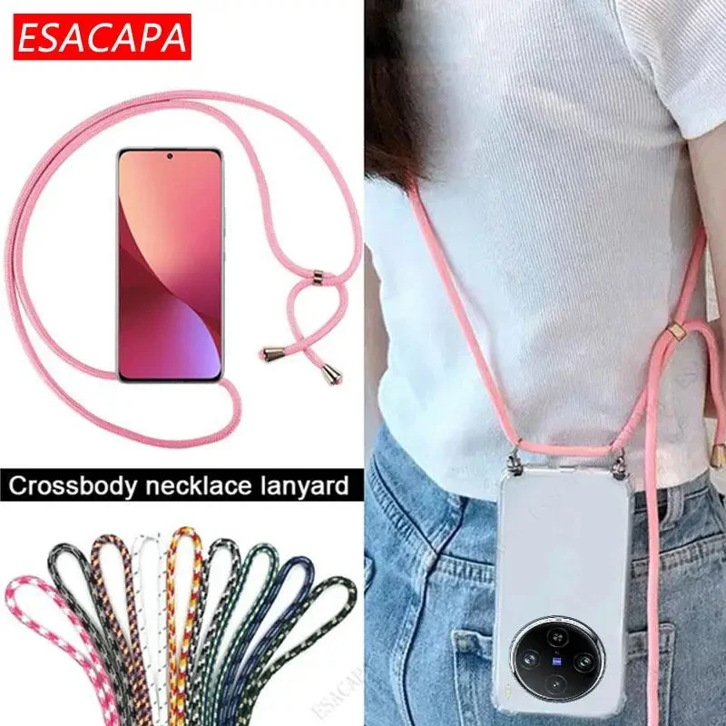 Crossbody Strap Cord Necklace Lanyard Soft Shockproof Transparent TPU Case