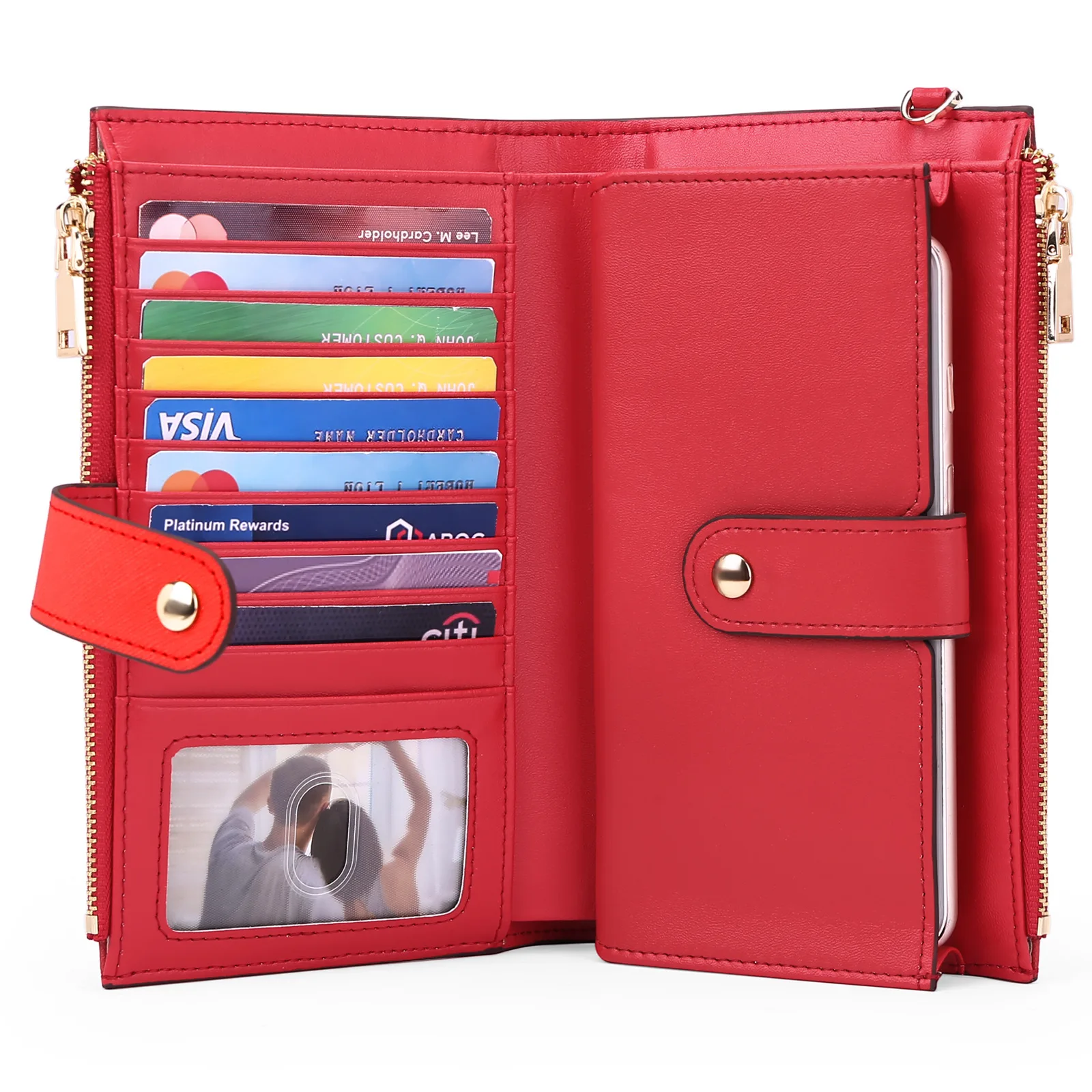 

Genuine Leather Women Wallets RFID Female Long Clutch Luxury Brand Money Bag Zipper Coin Purse Cell Phone Cardholder Wallet 2022