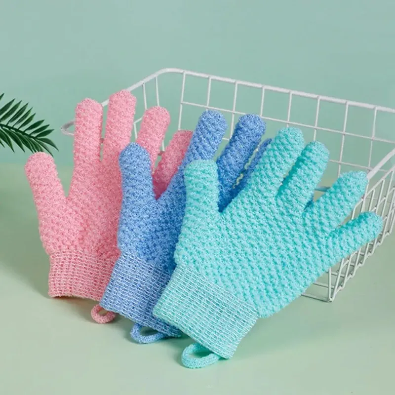 

Bath Gloves Hook Design Convenient Foams Easily Remove Dead Skin Spiral Bulged Grid Five-finger Scrub Bath Towel for Bathr