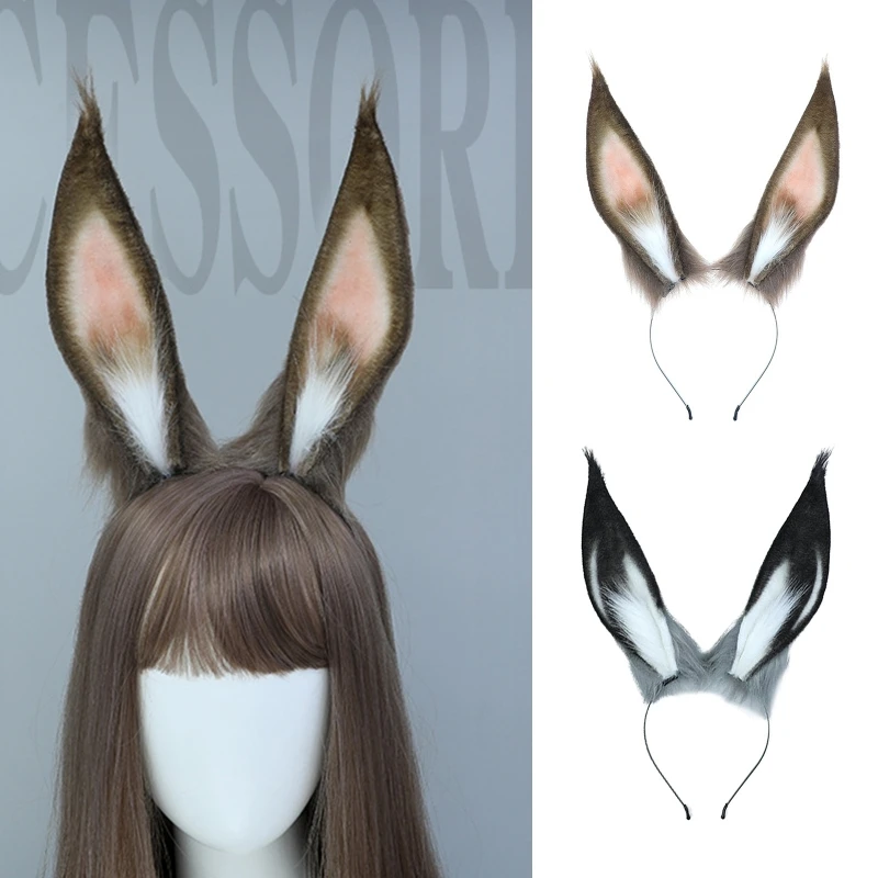 Cosplay Hats Anime Hair Accessories Attractive Cosplay Furry Animal Fox Ears Head Band Dress Up Lolita Decor Long Fur Headpiece for Halloween Party Decor