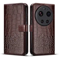Leather Wallet Phone Case with Card Holder & Magnetic Flip - Shockproof Protective Cover for Xiaomi 17 Ultra (Brown)