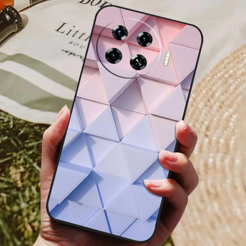Tecno Spark 20 Pro Plus Black Silicone Case with Lion and Wolf Design