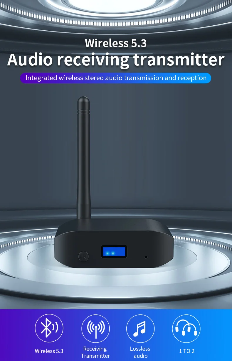 Description Picture 4 of itemTebe aptX HD/LL Bluetooth 5.3 Audio Receiver Transmitter with Antennae Aux Wireless Stereo Music Adapter for TV Car Speaker