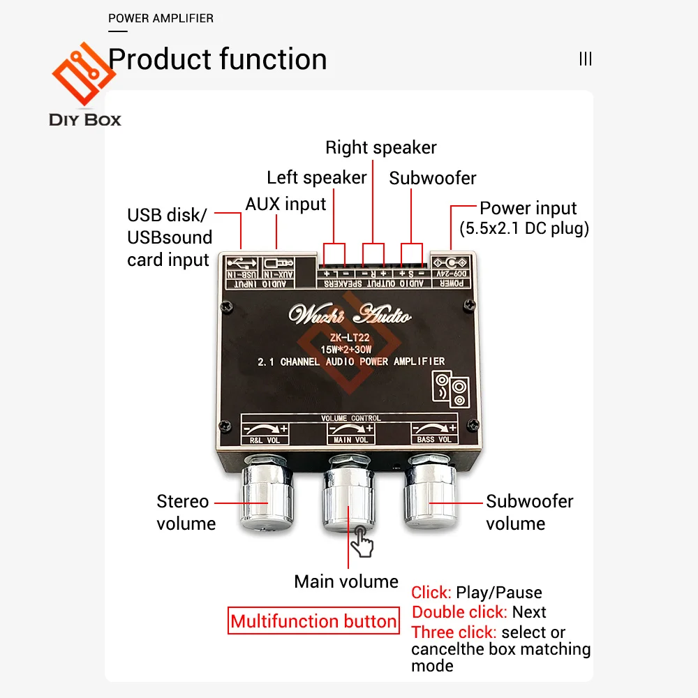 ルイ✩.*˚ページ ZK-LT22 2.1 Channel Bluetooth 5.1 Audio Power Amplifier Board