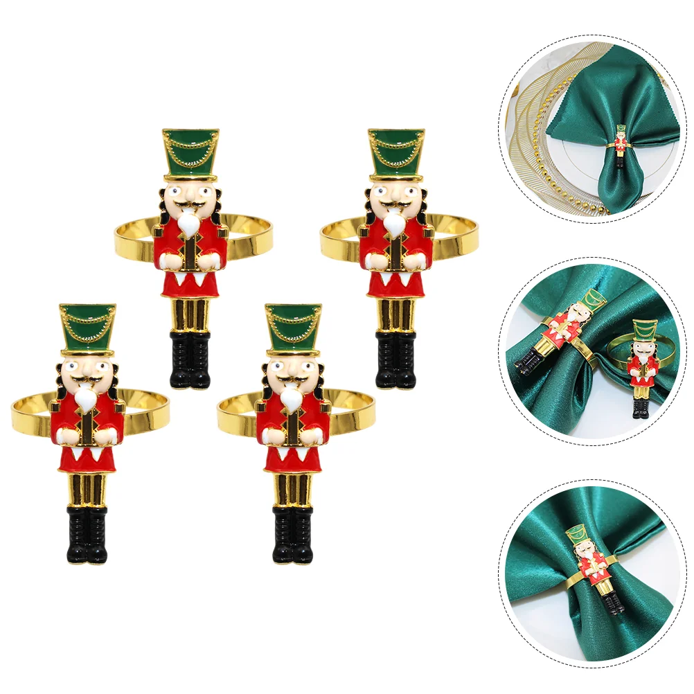 

Christmas Nutcracker Soldier Napkin Ring Serviette Holders Napkin Buckles New Year Wedding Banquet Party Table Decoration