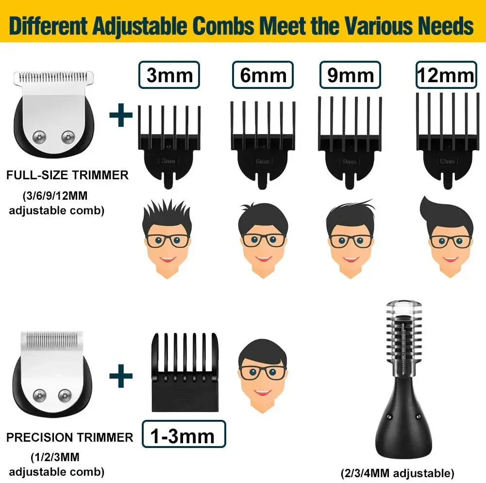 Original Kemei Digital Display All In One Hair Trimmer For Men Eyebrow Beard Trimmer Electric Hair Clipper Grooming Kit Haircut