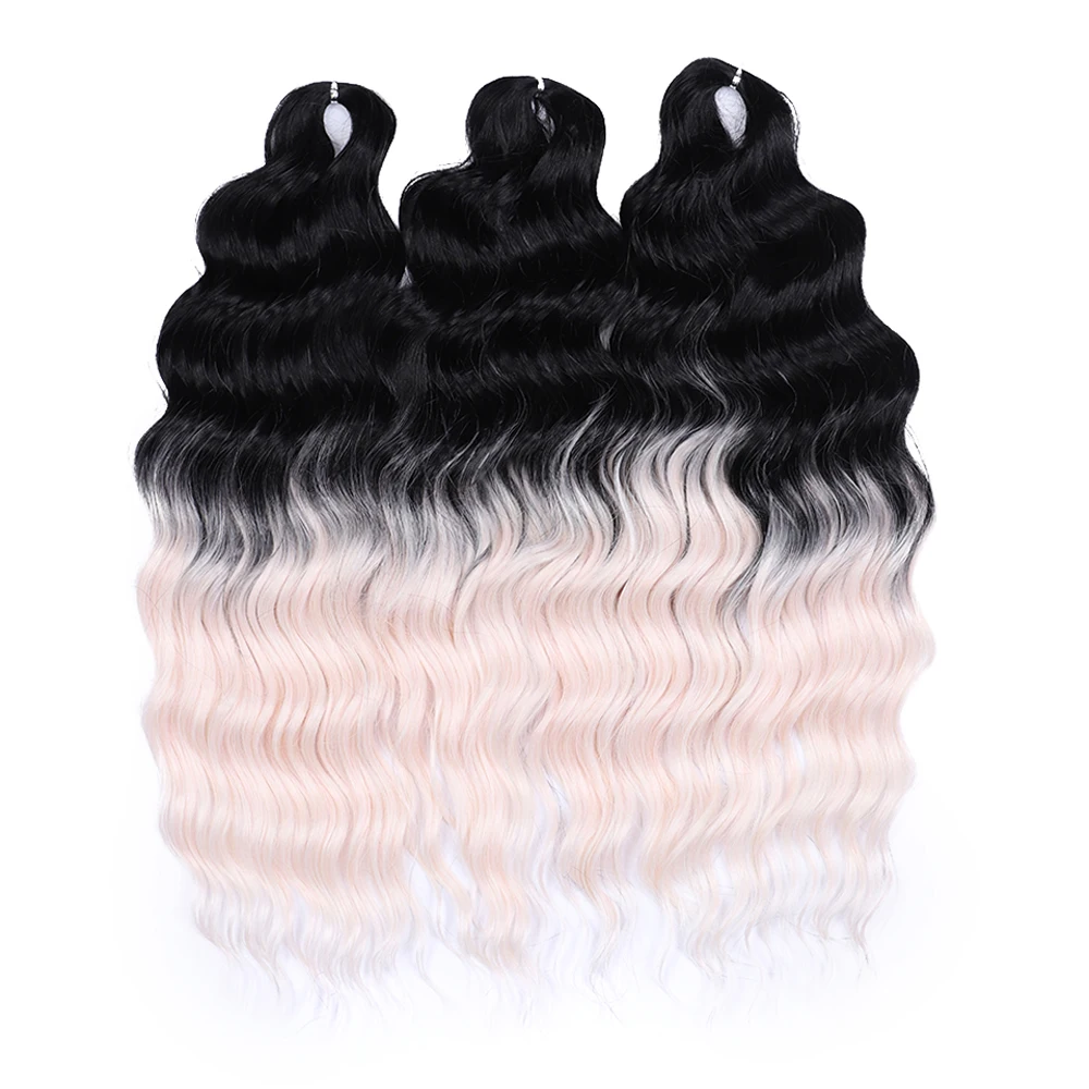 Braiding Hair Extensions Crochet Hair Extensions 24 Inch Loose Deep Wave Water Wave Braid Pink Twist Curly Synthetic Anna Hair