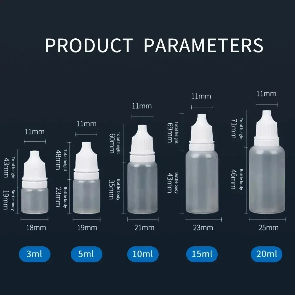Refillable Liquid Container Refillable Bottle Refillable Empty Bottle Refillable Cosmetic Bottle Refillable Bottle Set Dropper Bottle 200pcs 3/5/10/15/20ml Empty Small Liquid Plastic Container Portable Squeezable Eye Liquid Dropper with Caps and Plug