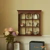 Vintage American Wooden Cup Holder Wall-Mounted Display Rack for Collectibles Solid Wood Cup Rack for Kitchen or Bar 2