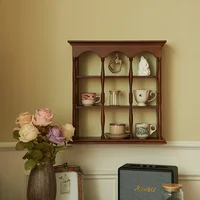 Vintage American Wooden Cup Holder Wall-Mounted Display Rack for Collectibles Solid Wood Cup Rack for Kitchen or Bar 2