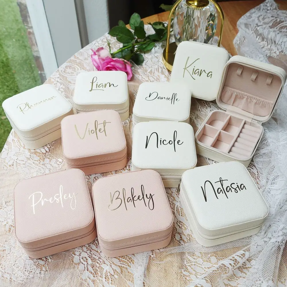 Personalized Travel Jewelry Box With Birth Flower & Name - Custom Gift For Women