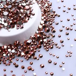 Versatile Mix Size Glitter Glass Rhinestones - Silver Bottom, Non - Hotfix, Perfect for Nail Art and Clothing Embellishment (Rose Gold)