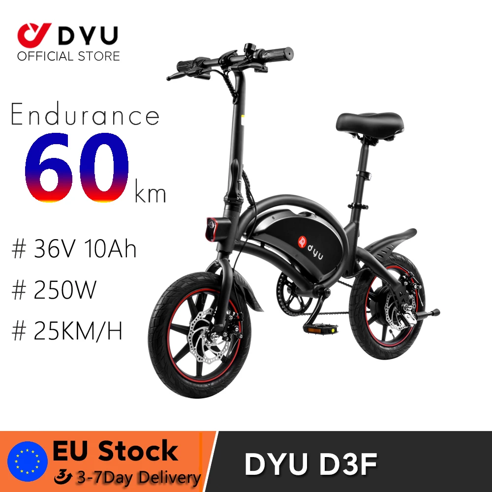 Dyu D3f Mini Velo Électrique Pliable De 14 Pouces, Ville Ebike Pour Adulte, Moteur 250w