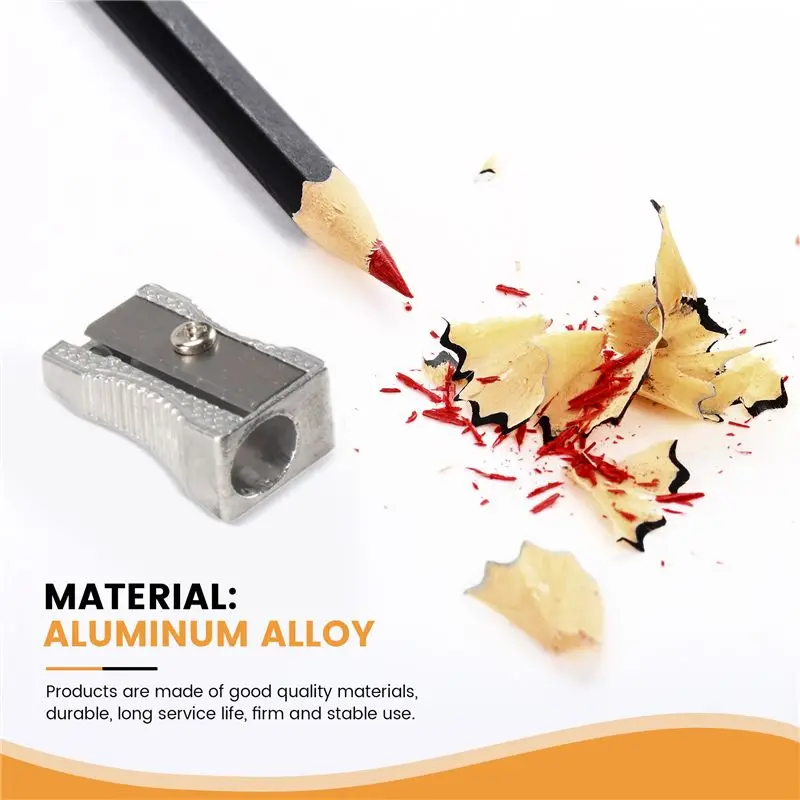 A01E-6 Pcs 금속 연필깎이, 단일 및 이중 구멍 연필깎이, 색연필용 수동 아트 연필깎이