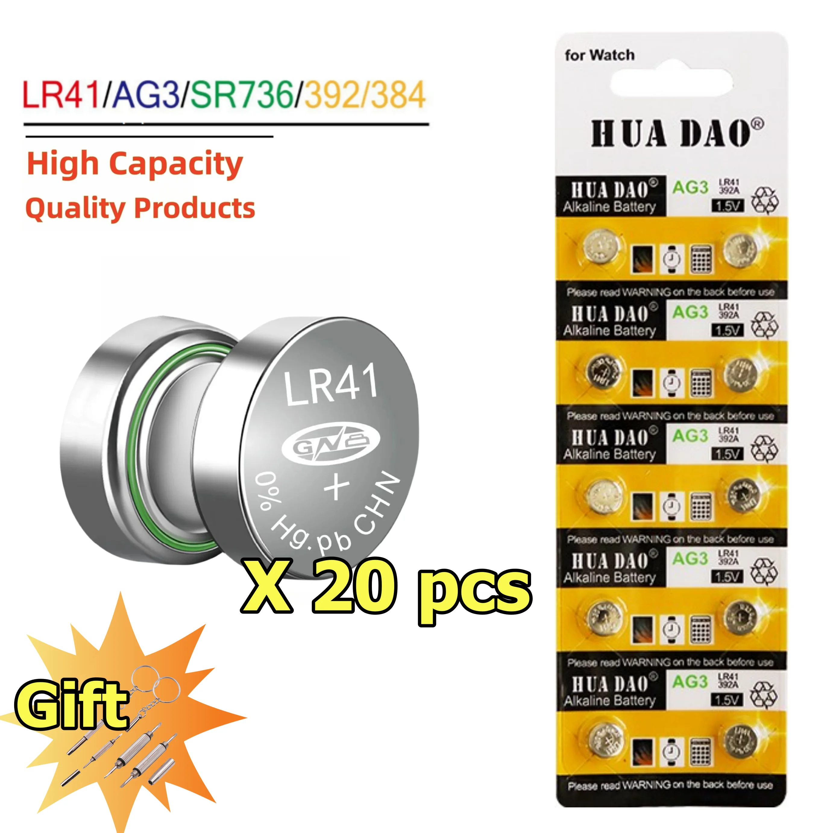 

AG3 LR41 20PCS 392 192 1.55V Button Batteries For Watch Toys Remote V392 SR41 384 SR41SW CX41 L736 Cell Coin Alkaline Battery