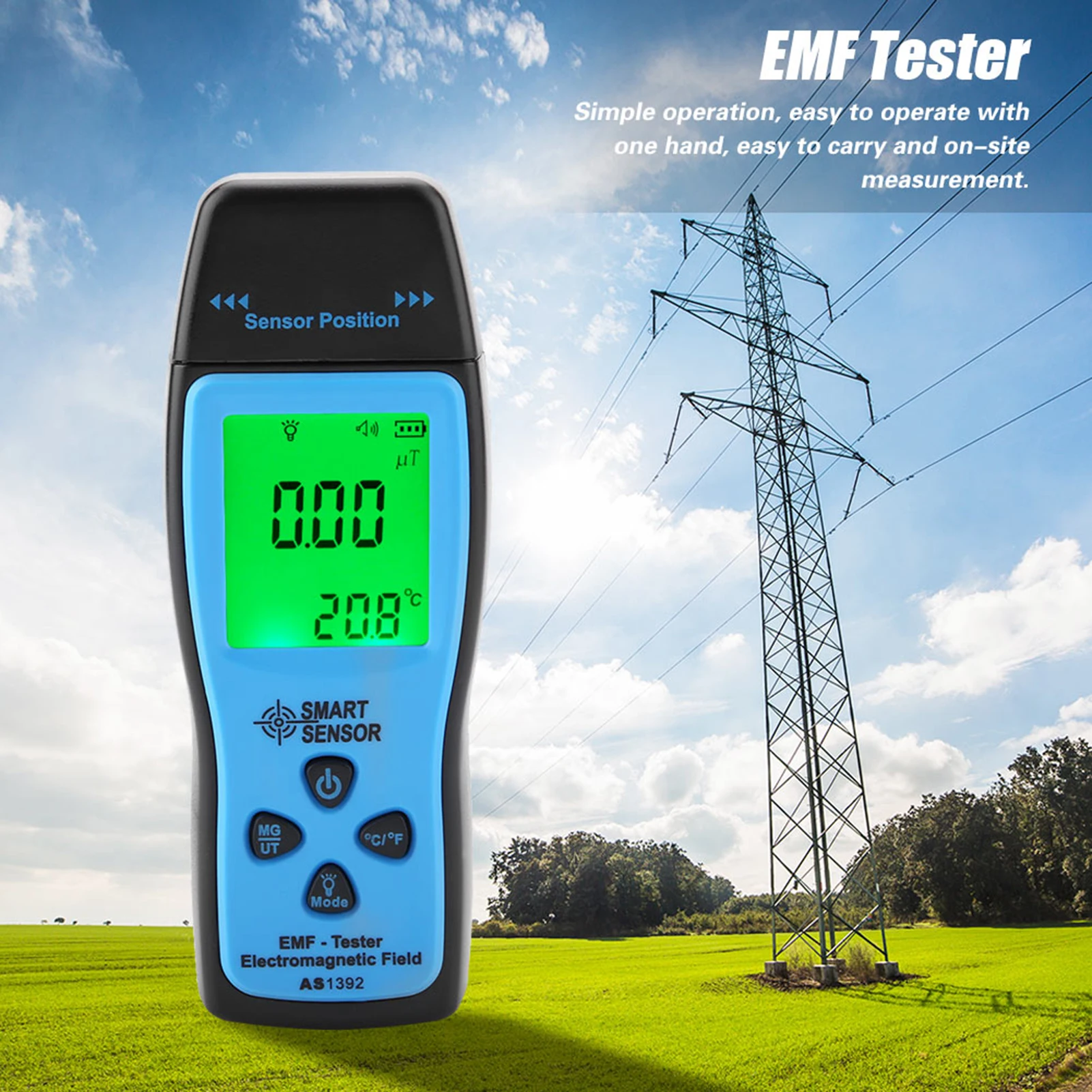 SMART SENSOR AS1392 Digital EMF Tester Digital Electromagnetic Radiometer Mini L