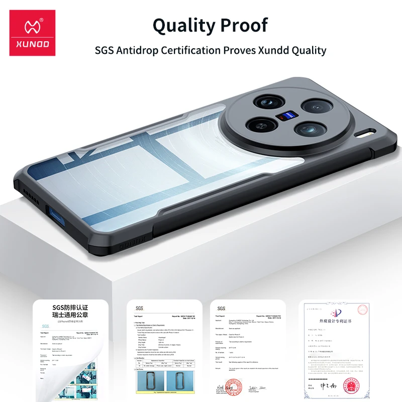 Xundd Phone Case For Vivo X100 Pro Case For X100 Enhanced Camera & Screen Protection Anti-Fingerprint Back Cover Built-in Airbag