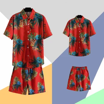Fashion Hawaiian Shirts Suit Men 3d Meat Print Summer Holiday Party Shirt Blouses Casual Lapel Oversized Men Clothing Camisa