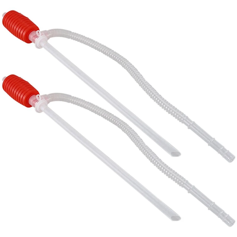 2x Manual Hand Siphon Syphon Oil Water Petrol Crude Oil Engine Fuel Liquid Transfer Pump Pipe