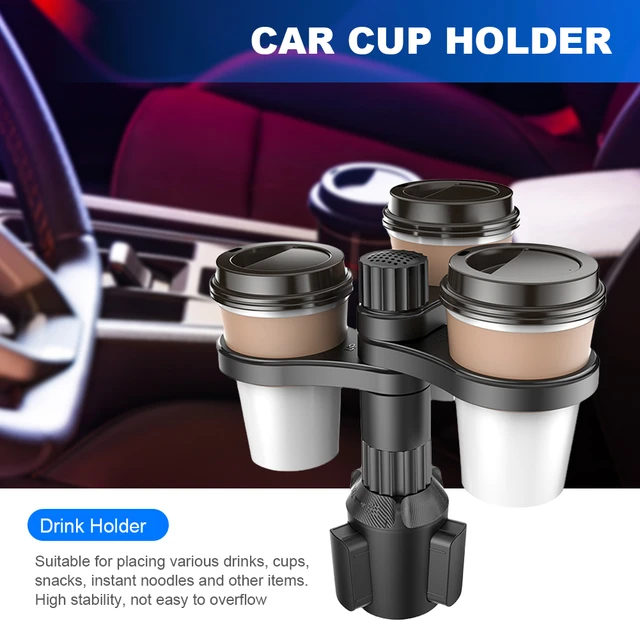 Cup Holder Expander for Car, Car Large Cup Holder Expander, Multifunctional  Car Cup Holder with 360° Rotating Adjustable Base, Car Cup Holder Expander