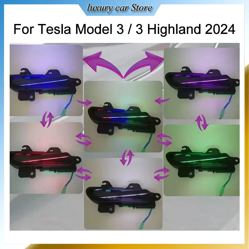 

Latest Model Y Electric Smart Auto Door Handle Reduction Gear Colorful Handlebar with LED For Tesla Model 3 / 3 Highland 2024