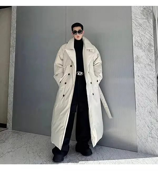 LUZHEN Winter Stylish Double Breasted Long Padded Coat Men&rsquo;s Original Design Thickened Knee-length Trench Trendy New Cac4db