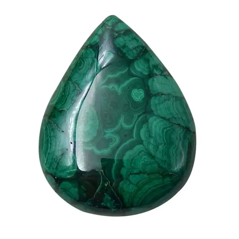 Natural Stone Malachite Teardrop Shape Trendy DIY Jewelry Cabochon Flatback Pendant Necklace Accessories 43x33x9mm 29.4g