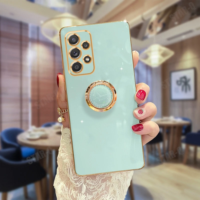 Luxury Plating Ring Holder Stand Silicone Phone Case Cover