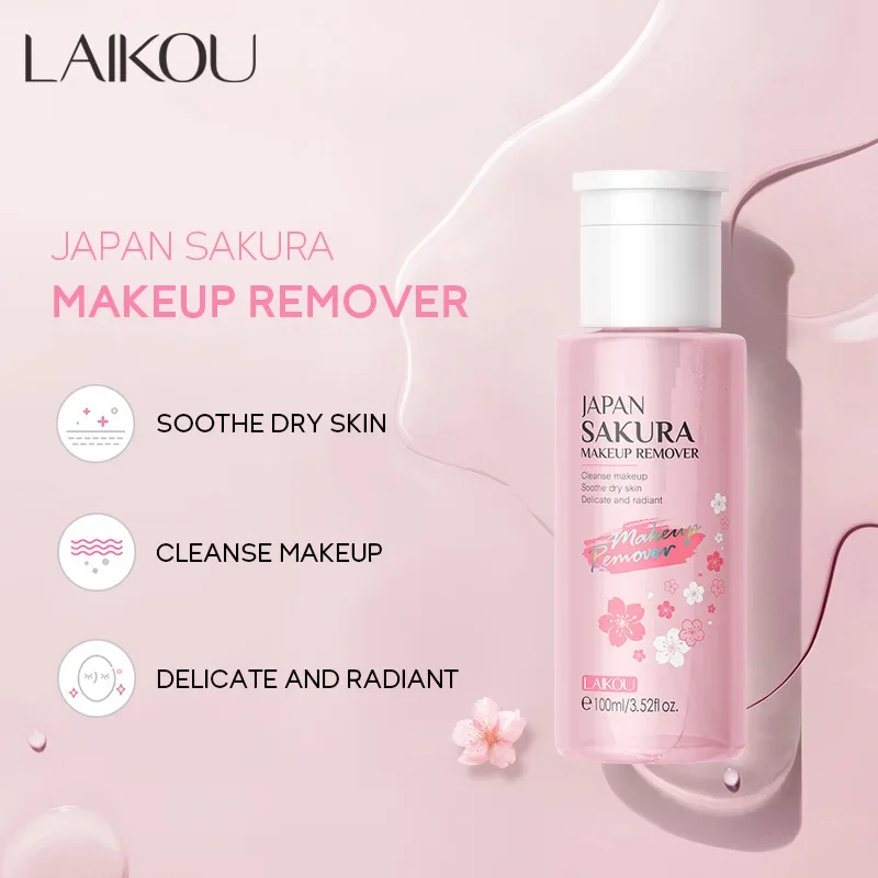 LAIKOU Portable Makeup Remover lashes Cleansing Liquid Water Lip Eye Gentle Care Make-Up Travel Skin Remover Face Skincare 100ml 4