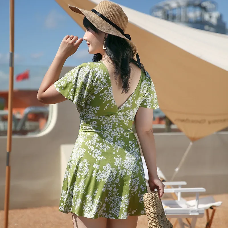 

2023 Floral Flower Print Skirt Bikini Two Piece Plus Size Swimwear Female Bathing Swimsuit Dress Women Tankini Swimming Suit