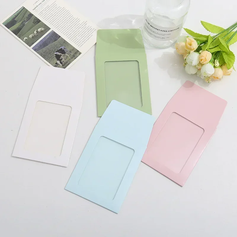 Macaron Transparent Window Envelopes Paper Card Holder DIY Photo Frame Storage Gift Packaging Bag Kawaii Pocket Envelope 5/10pcs