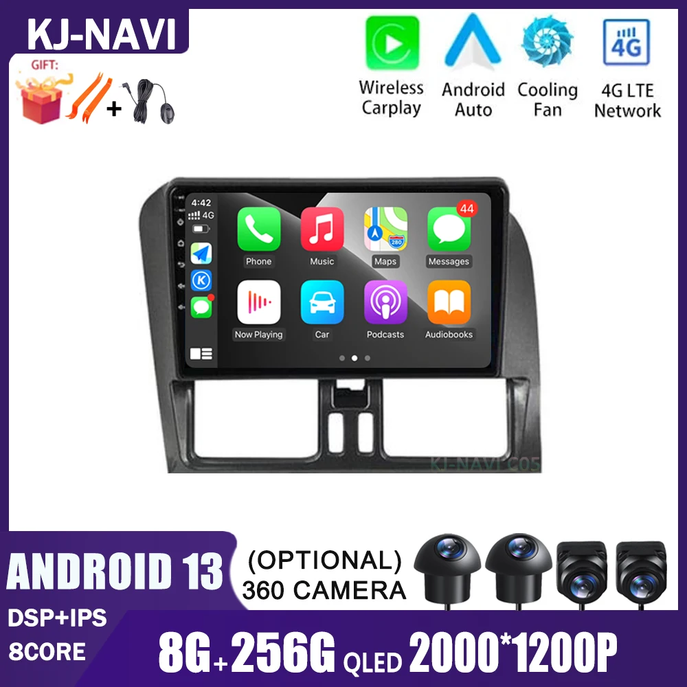

Android 13,0 для Volvo XC60 2011-2018 Android Auto 4G Lte автомобильный видеоплеер мультимедийный радиоприемник стерео GPS Навигация BT