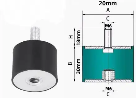Rubber Shock Absorber Cushion with Anti-Slip Isolation and Dual-Thread Design