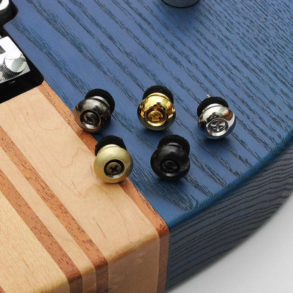 Gitarrengurtschlösser Im Pilz-Design – Rutschfeste Metallknöpfe Für Gitarre, Bass & Ukulele (2 Stück, Schwarz)