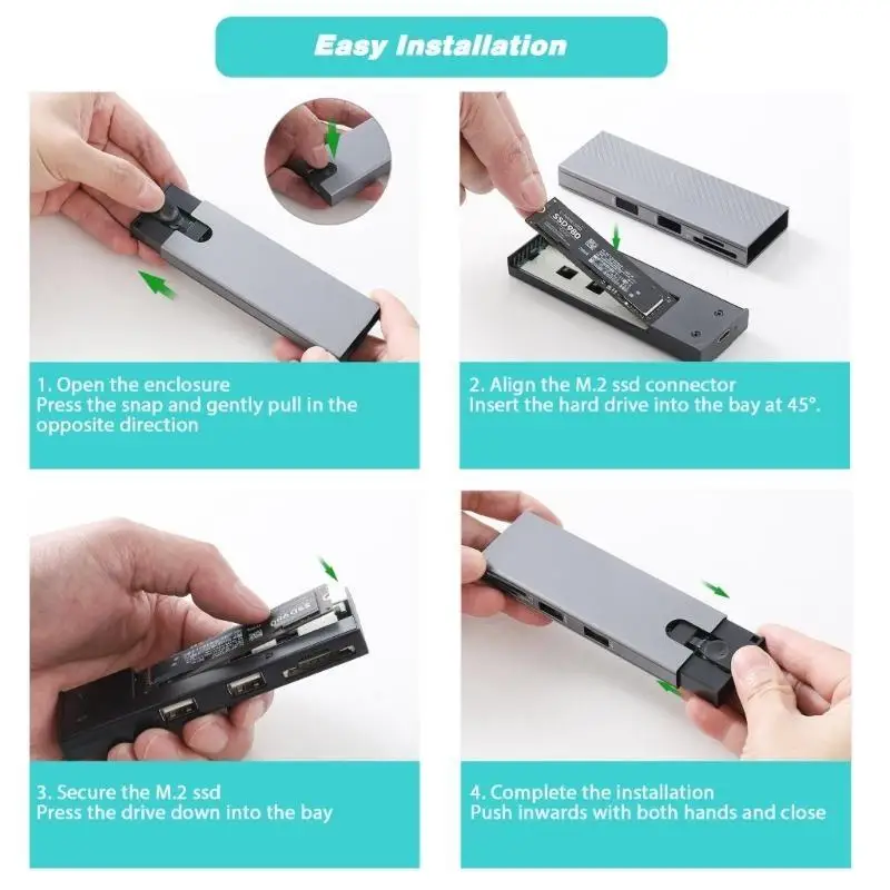31BA Aluminiumgehäuse-Adapter für M.2 NVMe PCIe SSD-Gehäuse, schnelle Datenübertragung – Detail 9