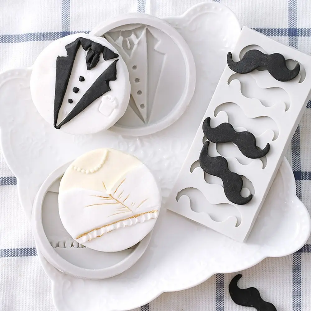 

Men Ladies Party Dress Moustache Pattern Mold DIY Silicone Chocolate Kitchen Fondant Baking DishMold Cake Decorating Tools