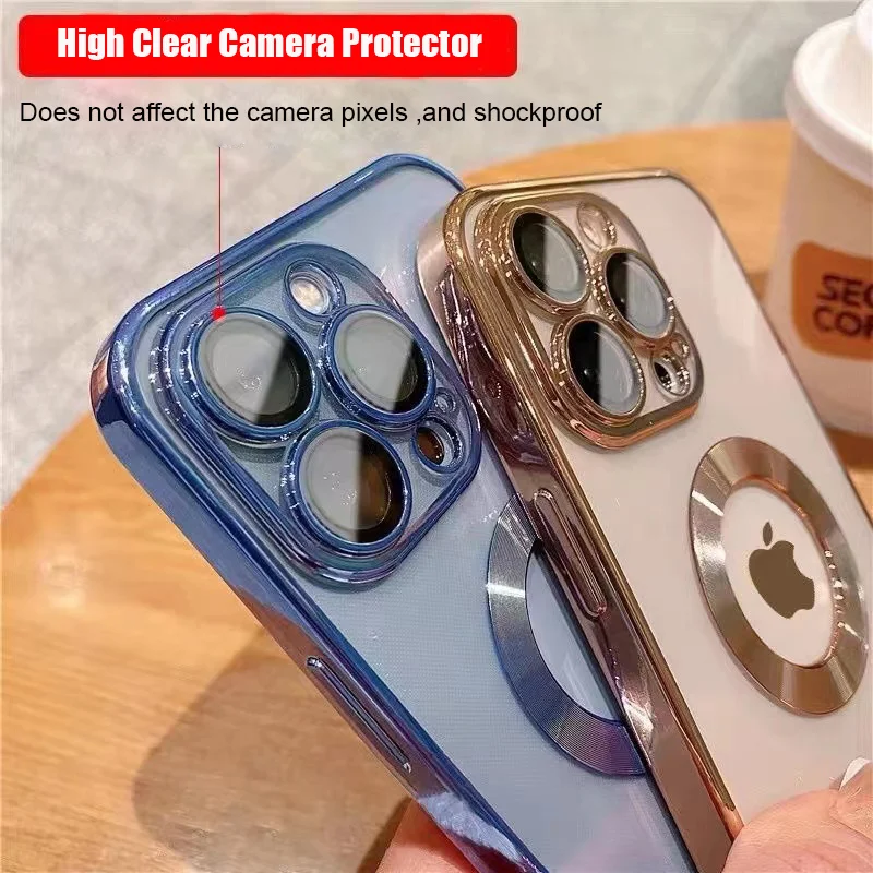 Luxury Plating CD Logo Hole Transparent Case for iPhone 13 12 11 Pro MAX Mini X XS XR 7 8 Plus SE 2 Glass Camera Protector Cover iphone 11 Pro Max leather case