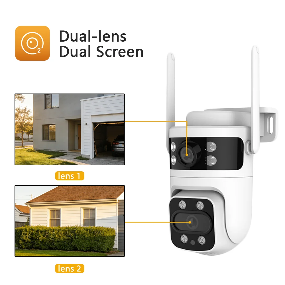 1-4pcs Y111 2K Dual Lens PTZ Outdoor Security Camera WiFi AI Human Detection Color Night Vision Two-Way Audio Smart Home Camera 2