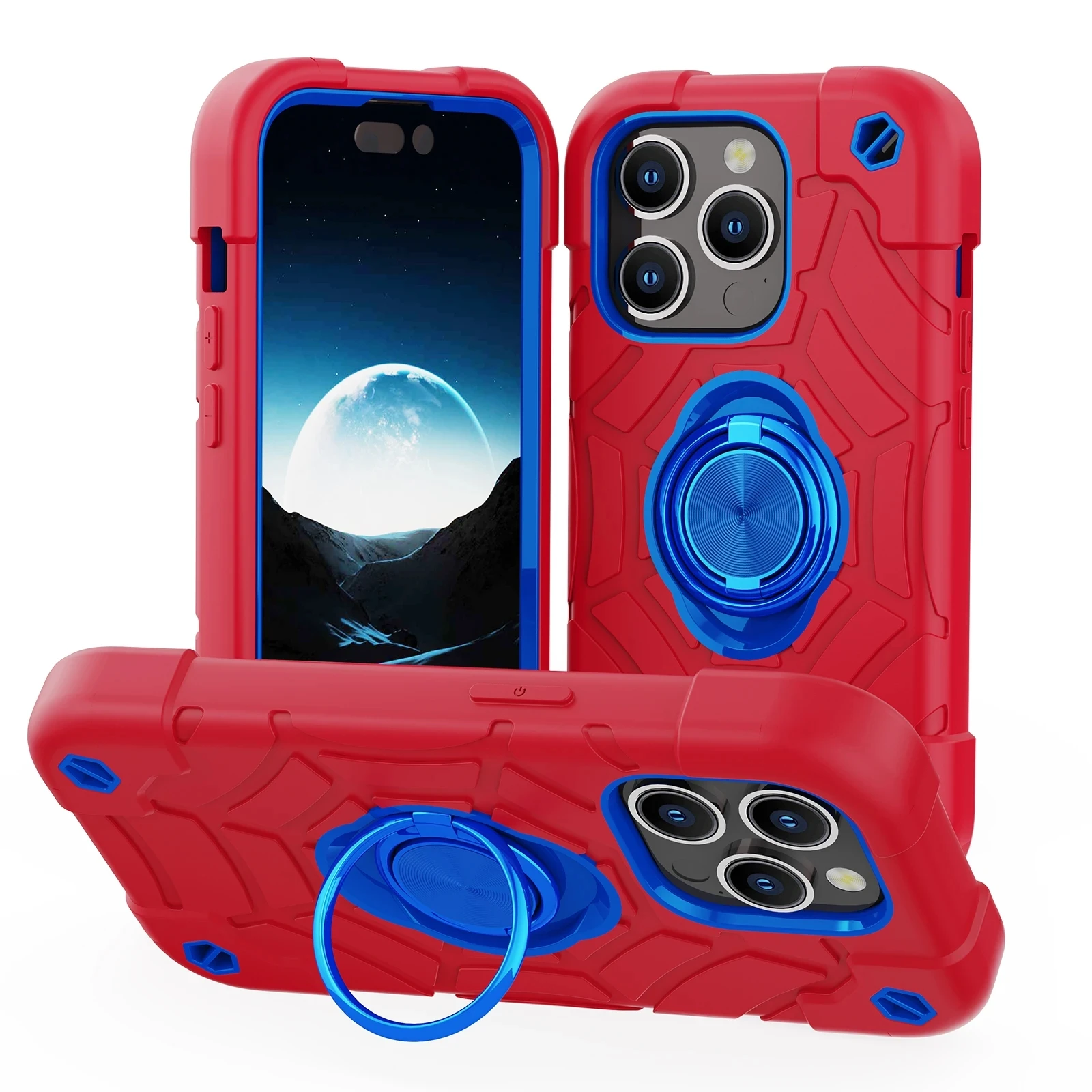 

Shockproof Hard PC Silicon Hybrid Rugged cover for iPhone 15 Pro MAX case Armored magnetic for iPhone 15 Plus ring holder
