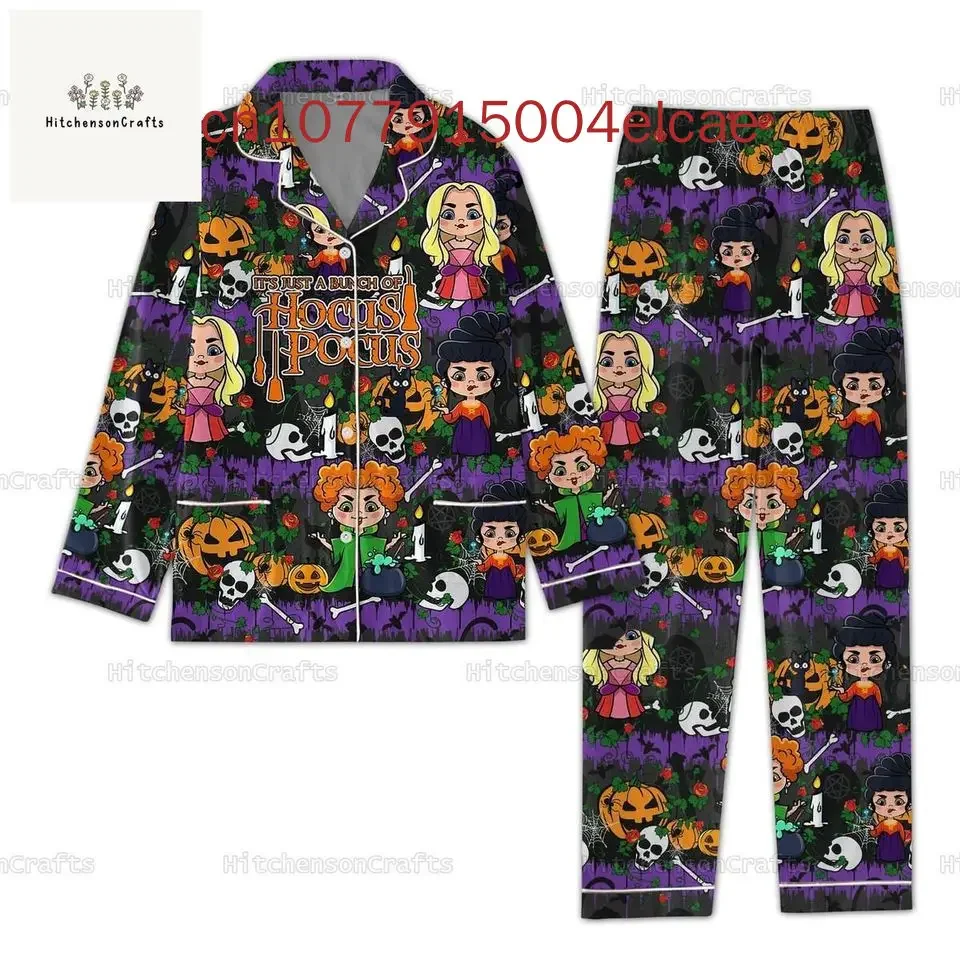 2024 New Disney Halloween Hocus Pocus  Pajama Set Casual Men's and Women's Long Sleeve Shirt Pajama Set 4