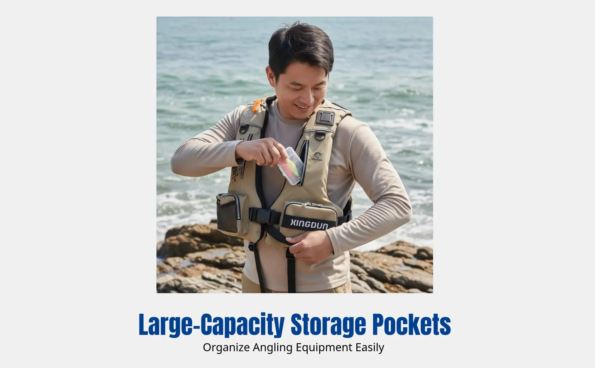 Fishing Vest, High Buoyancy Life Jacket, Outdoor Adult Fishing Gear, Reflective Tape, Adjustable Buckles, Multi-Pocket