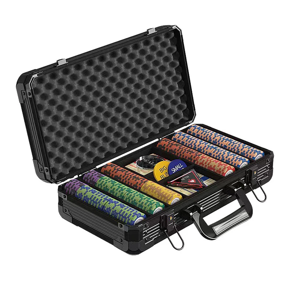 Chip Case Holds 300pcs Chips Casino Texas Poker Chips Case Portable Monopoly Storage Box Suitcase Tokens Suitcase