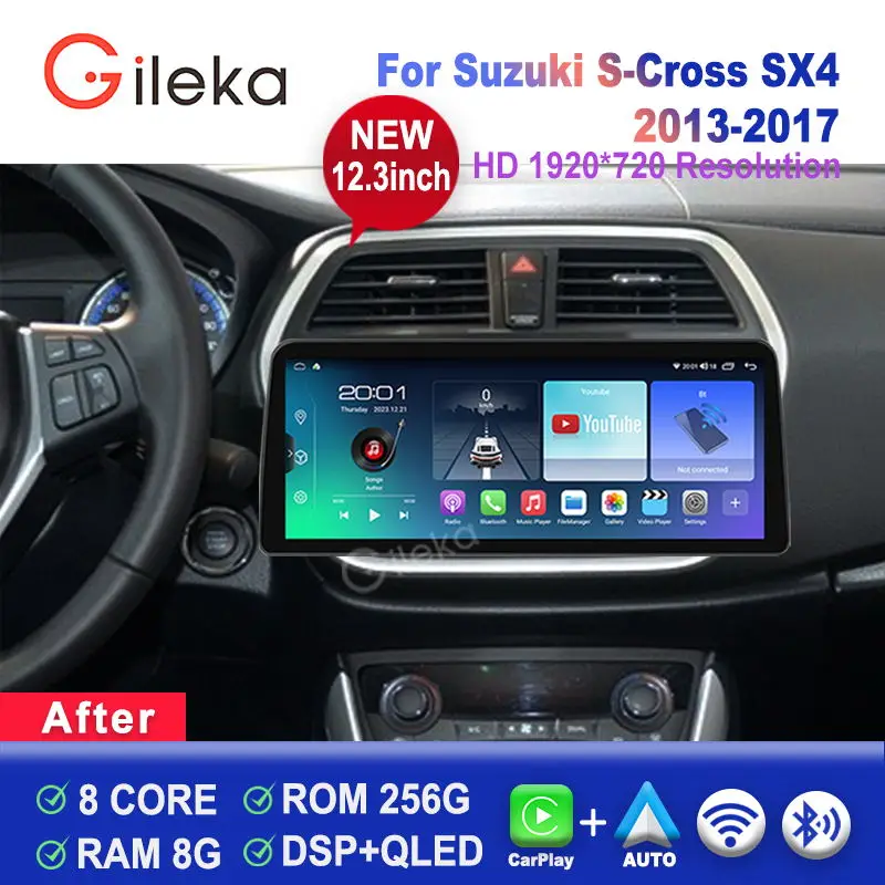 

12.3 inch Carplay Screen Android For Suzuki S-Cross SX4 2013-2017 Car Radio Stereo Multimedia Player GPS Navigation Head Unit