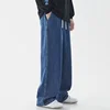 Men Comfortable Straight Casual Jeans Male Soft Baggy Outside Denim Pants Classic Elastic Waist Solid Office Work Denim Trousers 2