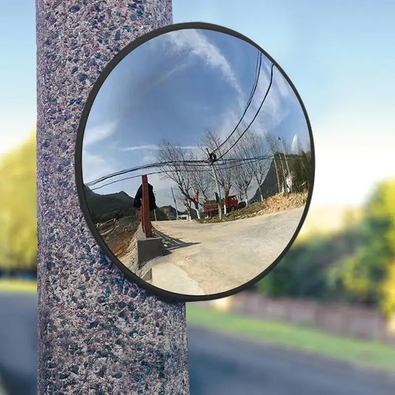 Outdoor Convex Mirror 11.8in Round Adjustable Security Mirror Wide Angle Blind Spot Store Corner For Trucks