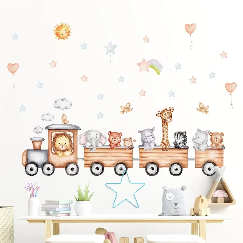 Adventure Training Animal Wall Decals Cartoon World Tour Stickers for Kids Bedroom Kindergarten School Nursery Classroom Decor