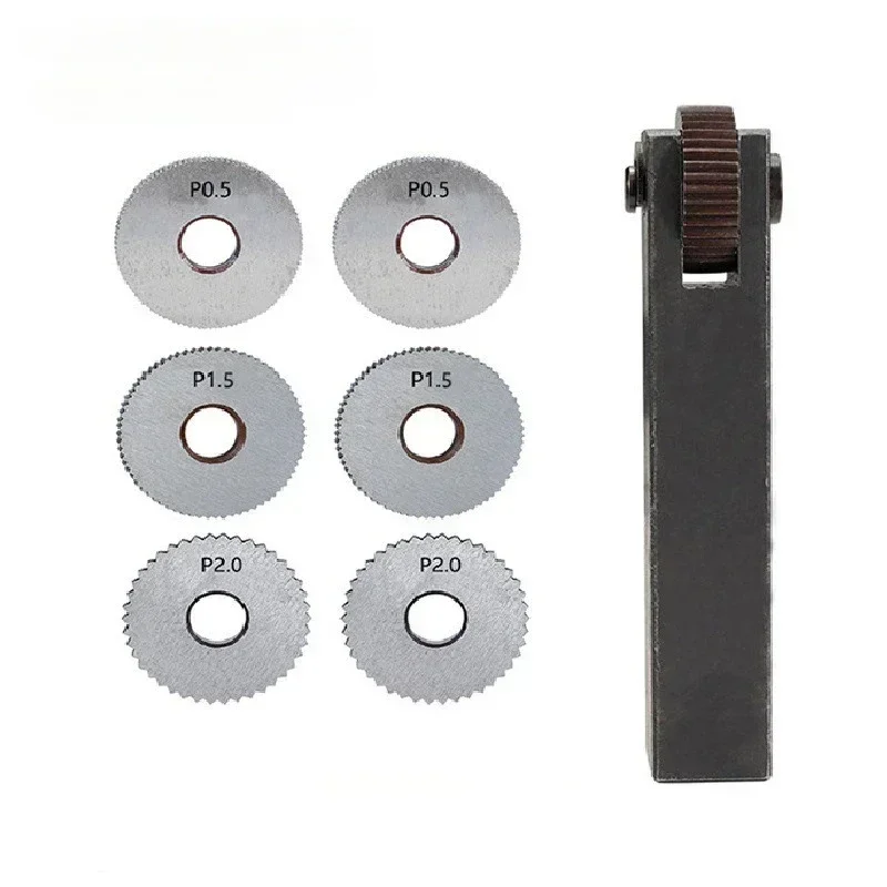 Single wheel straight linear knurling tool set 7pcs Pitch 0.5 1.5 2mm Lathe knurling tools