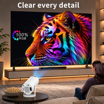 ZNLYRION Mini Portable Projector Android 11 WiFi 6 Native 1080P 4K Supported Home Theater Video Projector BT5.0 Wireless Screen Mirroring Manual Focus LED Projector for Smartphone TV Movie 2
