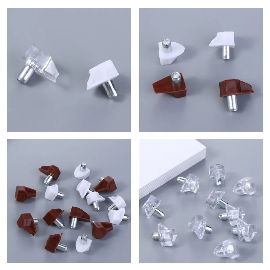 Shelf Bracket Shelf Studs Pegs with Metal Pin Shelves Support Seperator Fixed Cabinet Cupboard Wooden Furniture 20Pcs
