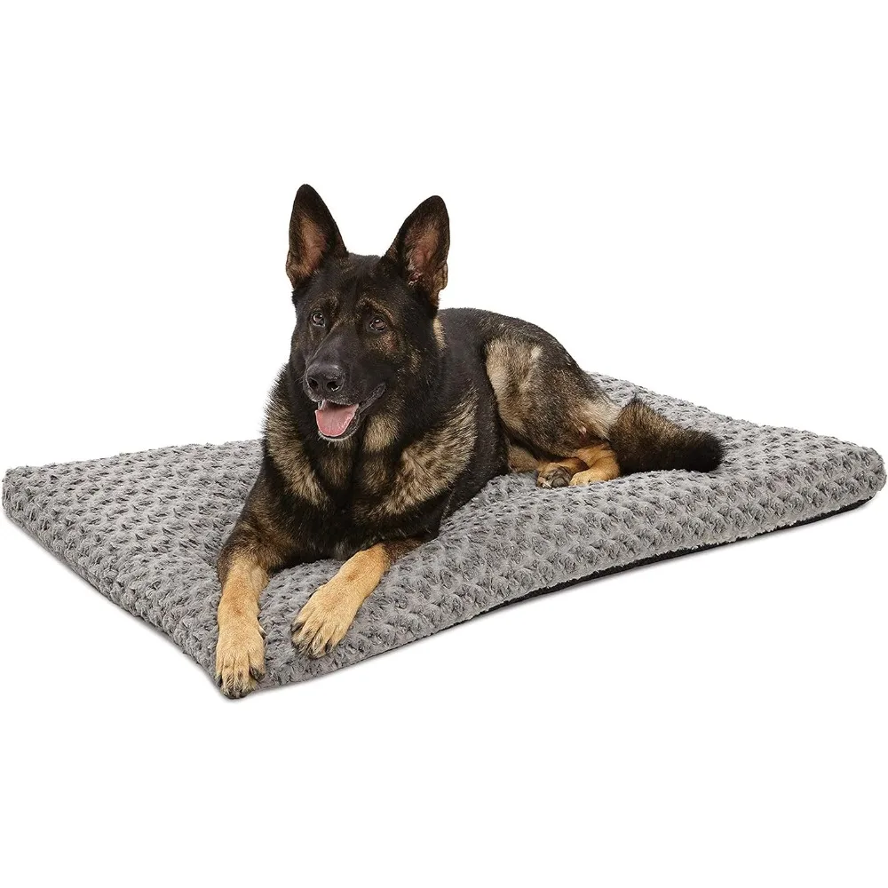 

Luxury dog mat, super plush dog bed, machine washable, dry, suitable for 91-110 pound dogs, gray, 48 inches